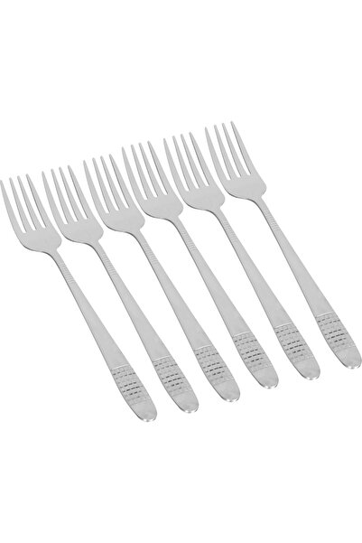 Generic Al Saif Gallery steel sweet fork set, 6 pieces, 16 x 2 cm, engraved -...