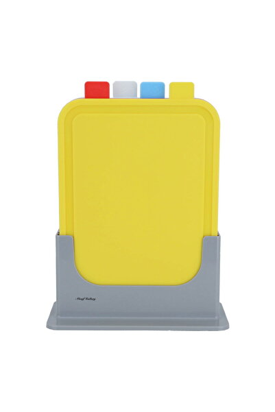 Generic لوح تقطيع بلاستيكي من معرض السيف، خمس قطع، مع حامل - ملون