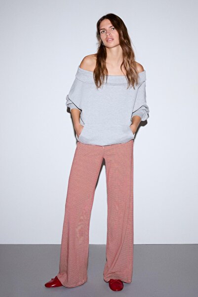 Bershka Baskılı straight fit pantolon