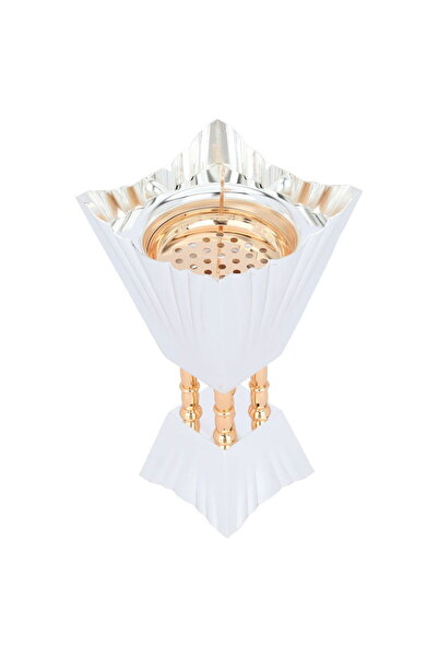 Generic Al Saif Gallery Steel Incense Burner, 13 X 13 X 24 Cm - White Golden