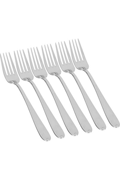 Generic Al Saif Gallery steel eating forks set, plain, 6 pieces - silver