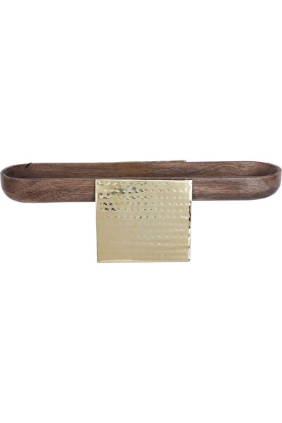 Generic طبق تقديم خشبي من معرض السيف، 13×10×40 سم، قاعدة مربعة من الفولاذ - ذهبي