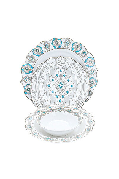 Generic Al Saif Gallery Embossed Porcelain Dinner Set, 24 Pieces - White