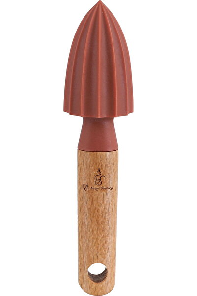 Generic عصارة ليمون بلاستيكية من معرض السيف، 17 × 4 سم، بمقبض خشبي - لون الطوب