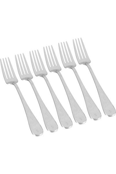 Generic Al Saif Gallery Engraved Stainless Steel Fork Set, 6 Pieces - Silver