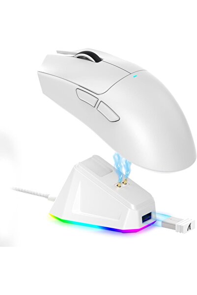 Generic ماوس الألعاب اللاسلكي خفيف RoonkaG9 pro مع قاعدة شحن RGB، ثلاثي الأوض...