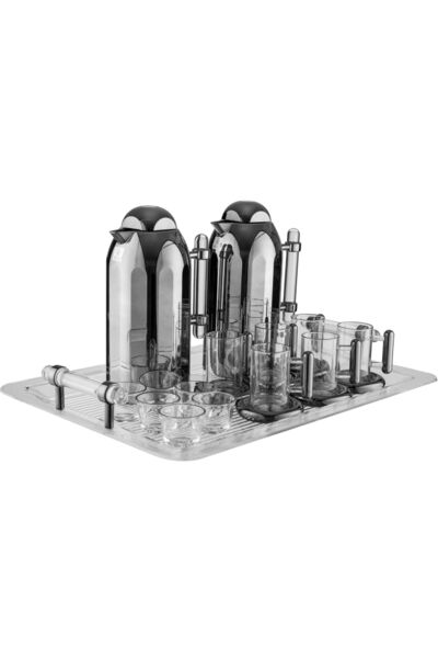 Generic طقم ترمس من معرض السيف، 21 قطعة، أكواب مع صحون، أكواب قهوة، صحون، شفاف