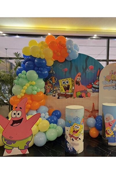 Çemrek Süs Parti Orange Blue Yellow Mint Balloon Chain Set of 100