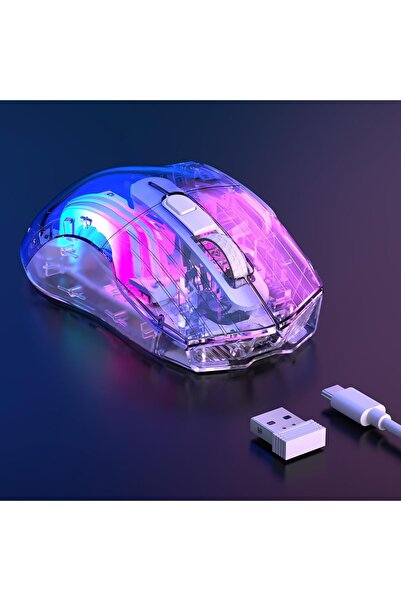 Generic فأرة ألعاب لاسلكية بتردد 2.4 جيجاهرتز/USB-C/بلوتوث، فأرة كمبيوتر قابل...