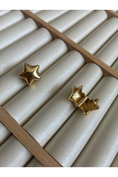 ARİ TAKI Star gold steel earrings