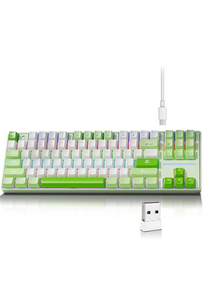 Generic لوحة مفاتيح الألعاب الميكانيكية MK87، 87 مفتاحًا، اتصال ثلاثي الأوضاع...