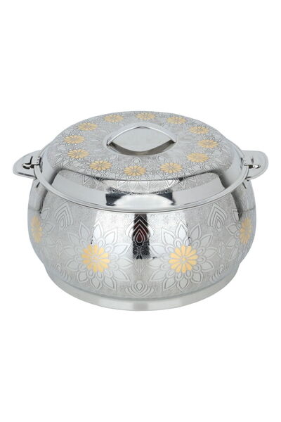 Generic Al saif Gallery Steel Food Container, 7500 ml, Gold-Silver Embossed
