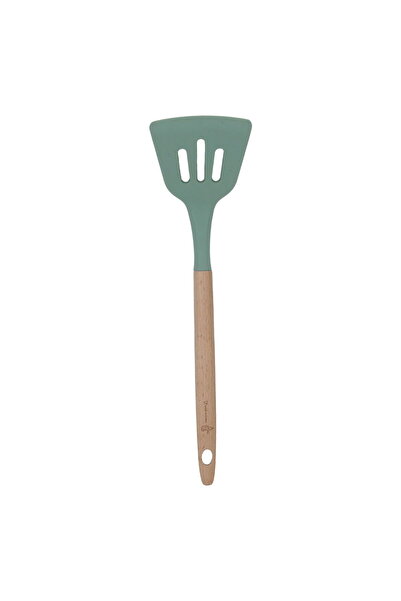 Generic Al Saif Gallery silicone spoon, with wooden handle - green