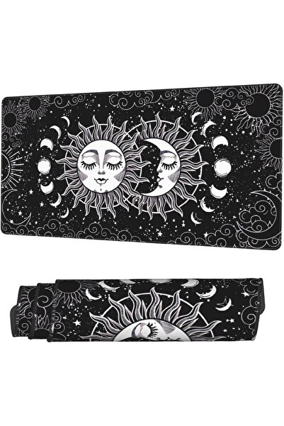 Generic لوحة ماوس للألعاب كبيرة جدًا بتصميم فلكي للقمر والشمس، لوحة ماوس كبير...