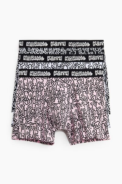 H&M 3'lü Pamuklu ve Baskı Motifli Boxer Şort