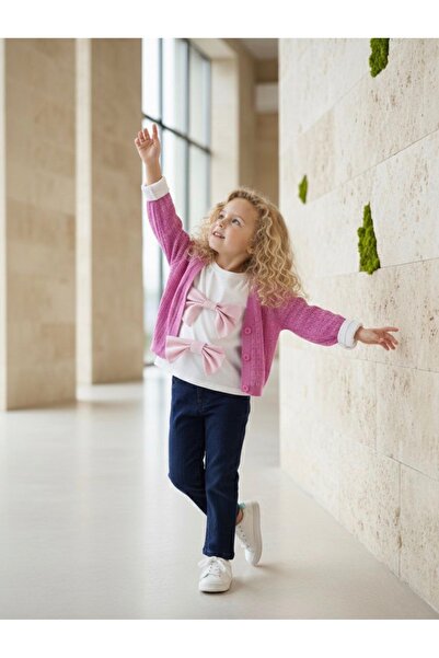 Butik Kız Çocuk Hırkalı Badisi Fiyonklu 3’lü Takım