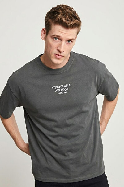 COMBİNE MİCHAİL Men's Paradox Printed Oversize Smoked T-Shirt