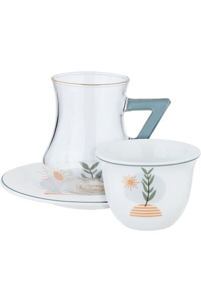 Generic Al Saif Gallery Glass/Porcelain Tea and Coffee Serving Set, 18 Pieces...