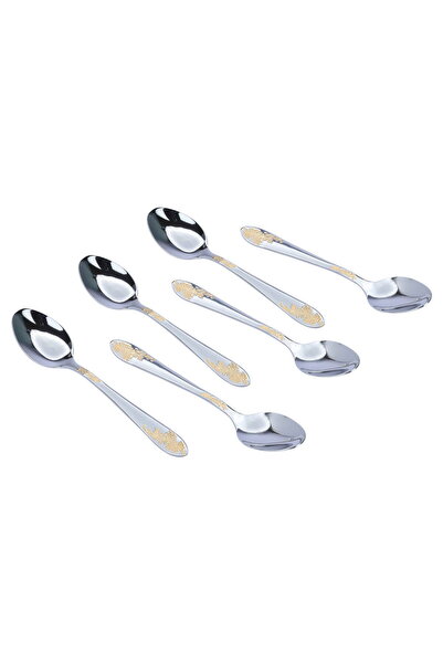 Generic Al Saif Gallery Stainless Steel Tea Spoon Set, 6 Pieces - Silver Gold