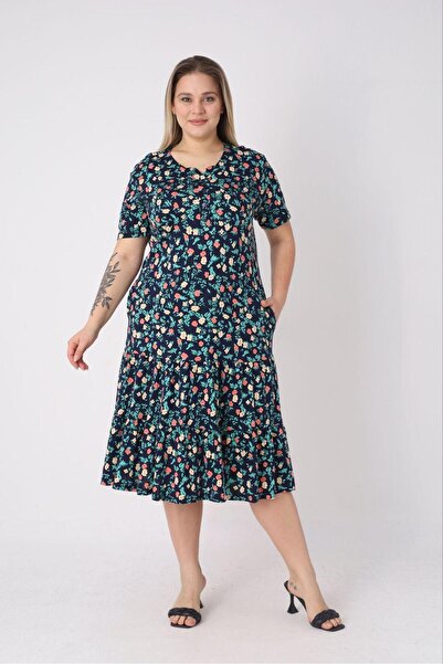 STELLETO Floral Pattern Button Collar Double Ruffle Summer Cotton Breathable ...