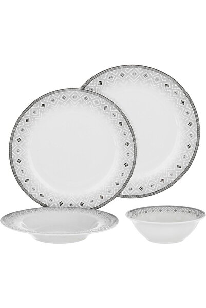 Generic Alsaif gallery Porcelain Dinner Set, 24 Pieces, Round Shape with Grey...