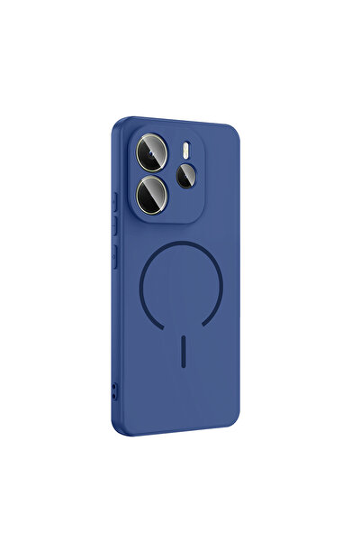 Gpack Redmi Note 14 uyumlu Kılıf Meta Araç Tutucu Özellikli Silikon Lacivert