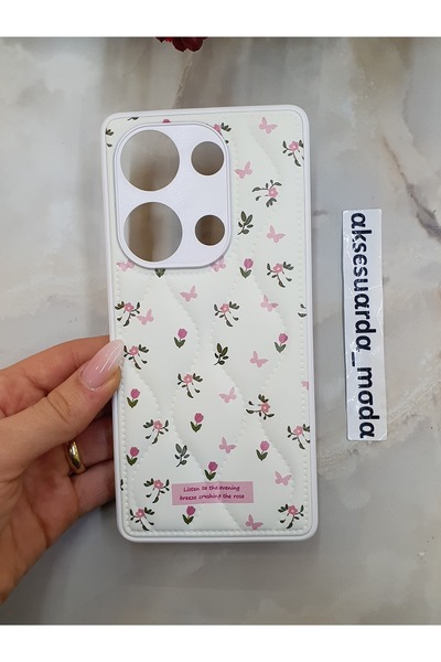 ZB Aksesuarda Moda Redmi Note 13 Pro 4g Compatible Quilted Floral Pattern Puf...