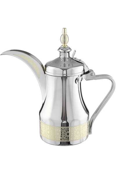 Generic Saif Gallery Steel Coffee Pot, 900 ml, Islamic Engraving - Silver