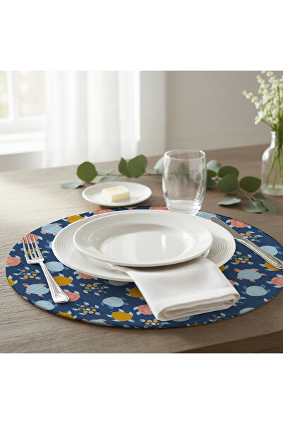 PALS TEKSTİL Deri Amerikan Servis / 1 Adet / Supla / Placemats / 34x34 Yuvarlak
