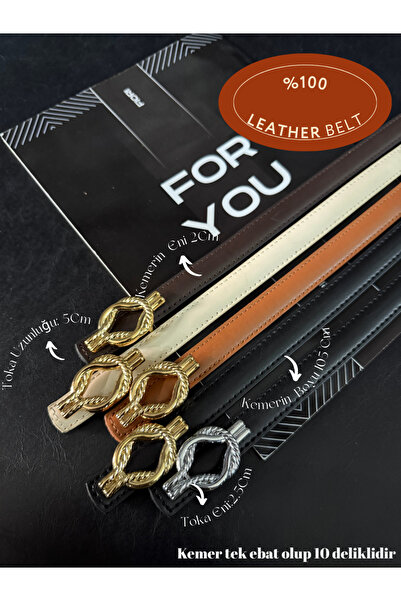 Fiori Genuine Leather Curved Long Buckle Thin Women's Belt, Coat Belt, Shirt ...