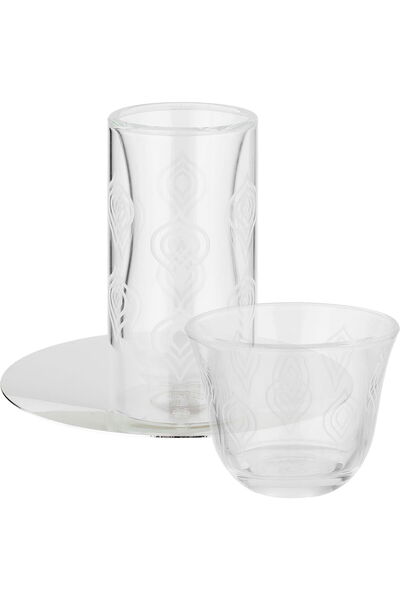 Generic طقم تقديم الشاي والقهوة من زجاج/ستانلس ستيل من معرض السيف، 18 قطعة - ...