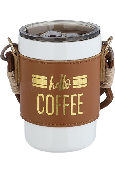 Generic كوب ترمس من البورسلين من معرض السيف، 400 مل - أبيض بني