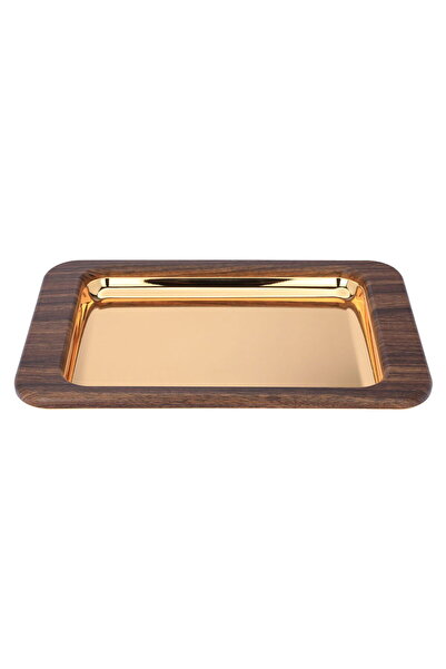 Generic Steel tray with Saif Gallery wood edge, 40 x 26 x 3 cm, small rectang...