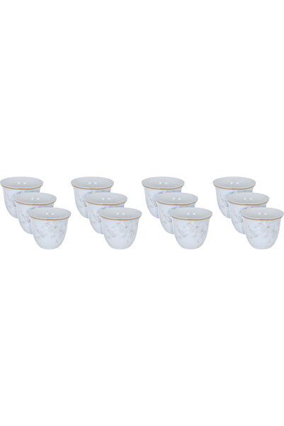 Generic Al Saif Gallery Porcelain Arabic Coffee Cups Set, 12 Pieces - White