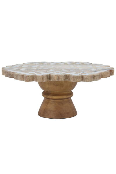 Generic Al Saif Gallery wooden cake stand, 10 x 10 x 5.5 cm, with base - brown