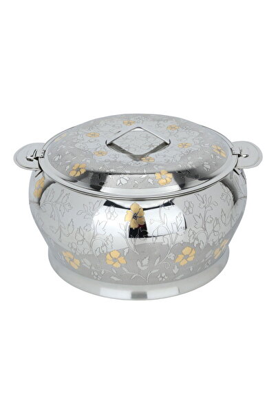 Generic Al saif Gallery Steel Food Container, 7500 ml, Gold-Embossed - Silver