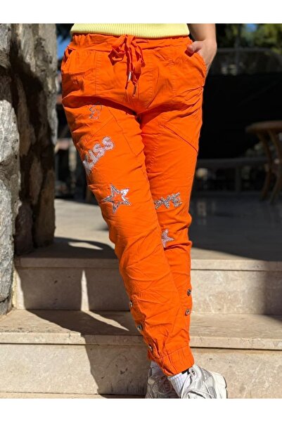 Punta Otantik PT48011 Pantaloni din bumbac italian cu broderie Kiss Stone, po...