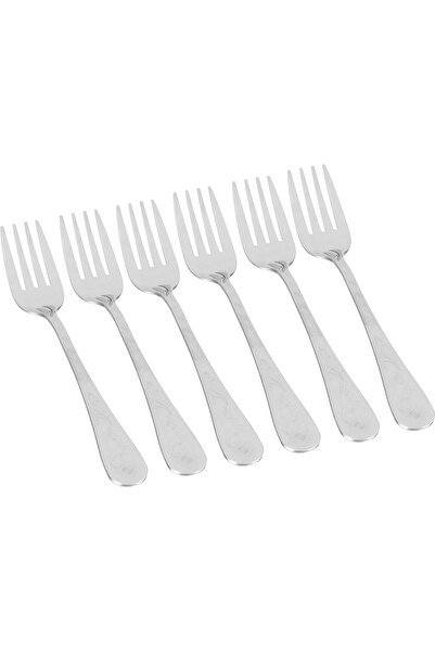 Generic Al Saif Gallery-Engraved Stainless Steel Dessert Fork Set, 6 Pieces -...