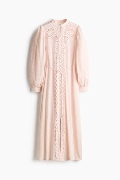 H&M Pamuklu ve Dantel Detaylı Elbise