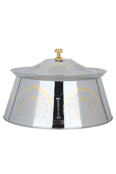 Generic Al saif Gallery Steel Food Container, 7500 ml, Gold-Silver Embossed