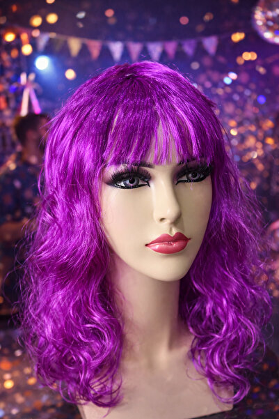 PARTİPORT Лилава вълнообразна перука Дълга синтетична дамска перука Перука за...