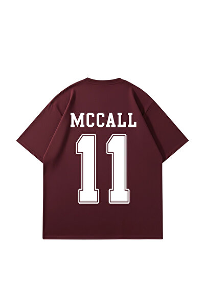 Bak Moda Mccall Printed Oversize Unisex Claret Red Tshirt