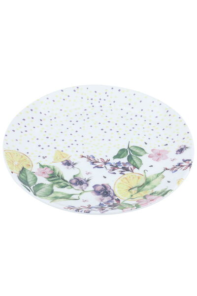 Generic طبق تقديم بورسلين السيف جاليري، 26 سم، دائري، نقش ليموني - أبيض