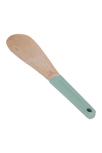Generic Al Saif Gallery wooden spoon, with silicone handle - green