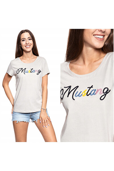 Mustang Tricou Dama, Mustang, Alina C Print, Bumbac 100%, Bej, Marime S