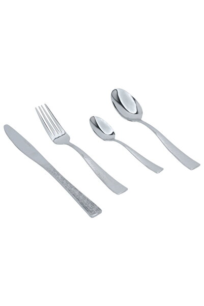 Generic Al Saif Gallery steel spoon set, 24 pieces, engraved - silver