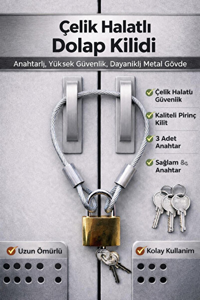 PADRİ dolap kilidi yurt Askeri dolap kilidi çelik halat spor salonu dolap zin...