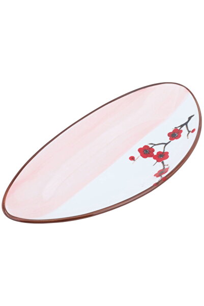 Generic طبق حلوى بورسلين من السيف جاليري، 8 بوصات، بيضاوي، نقشة زهور - أبيض