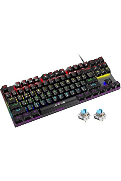 Generic لوحة مفاتيح ألعاب ميكانيكية من UCHUANG باللغتين الإنجليزية والعربية، ...