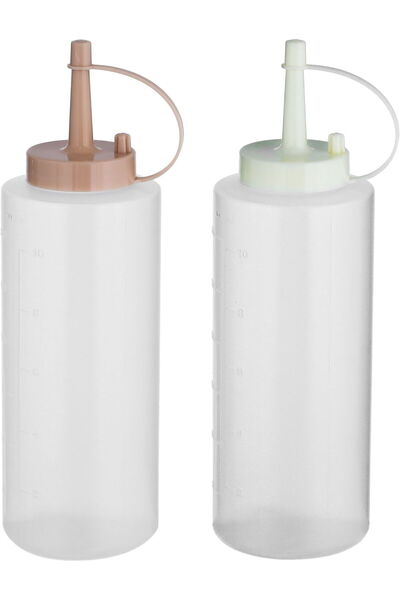 Generic طقم عبوات كاتشب بلاستيكية من معرض السيف، قطعتان، 300 مل - وردي بيج